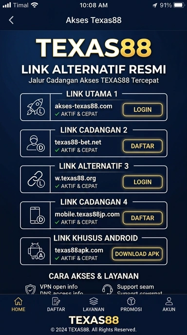 Tampilan link alternatif texas88