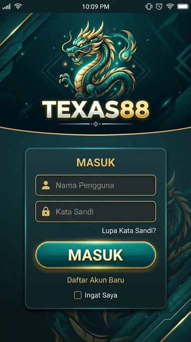 Tampilan halaman login texas88